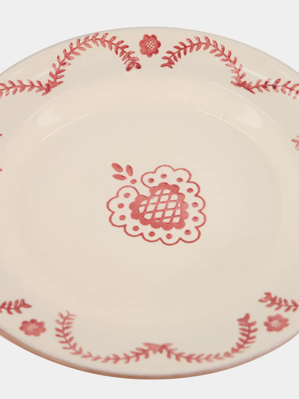 Hand-Painted Viana Red Stoneware Dinner Plate - Image 4