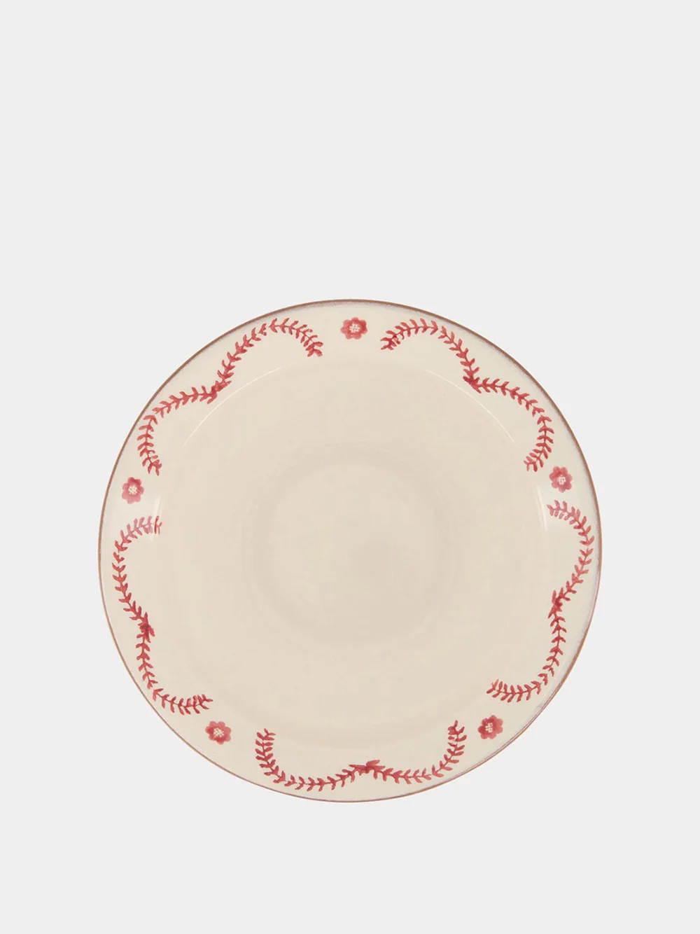 Hand-Painted Viana Red Stoneware Soup Plate