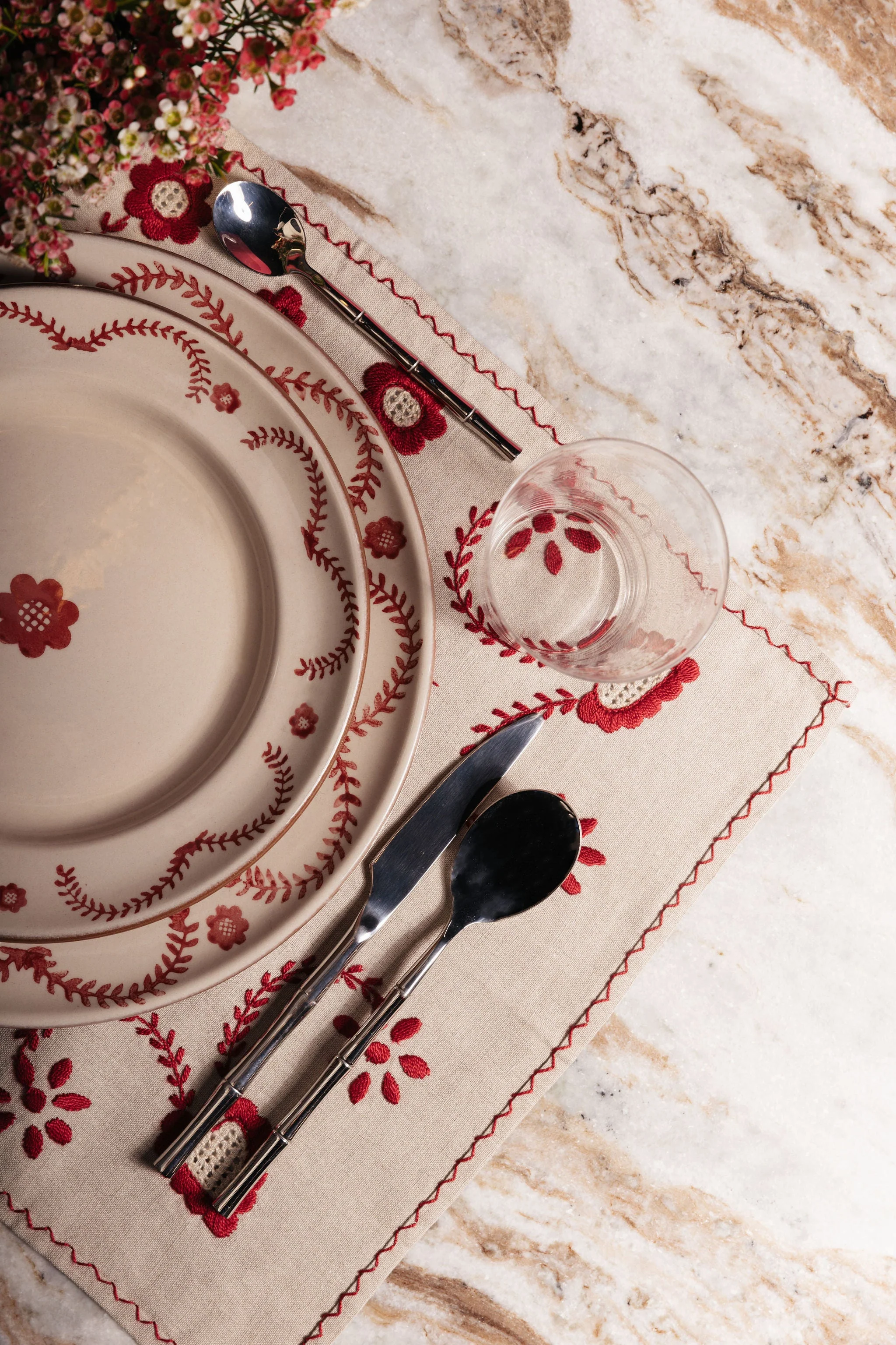 Hand-Painted Viana Red Stoneware Soup Plate - Image 5