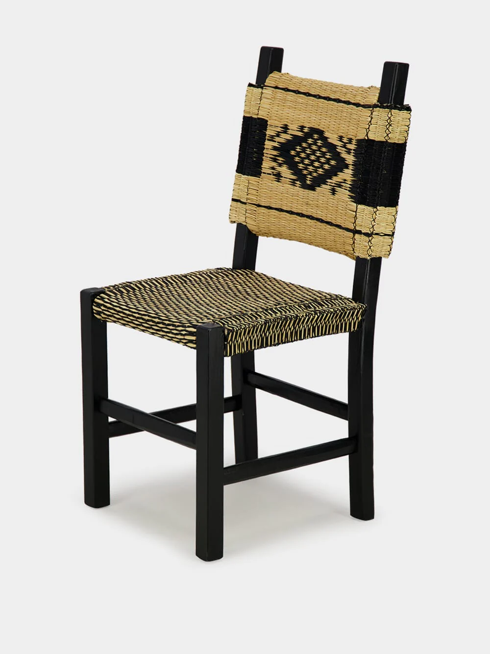 Handmade Coruche Black Wood and Reed Dining Chair - Image 2