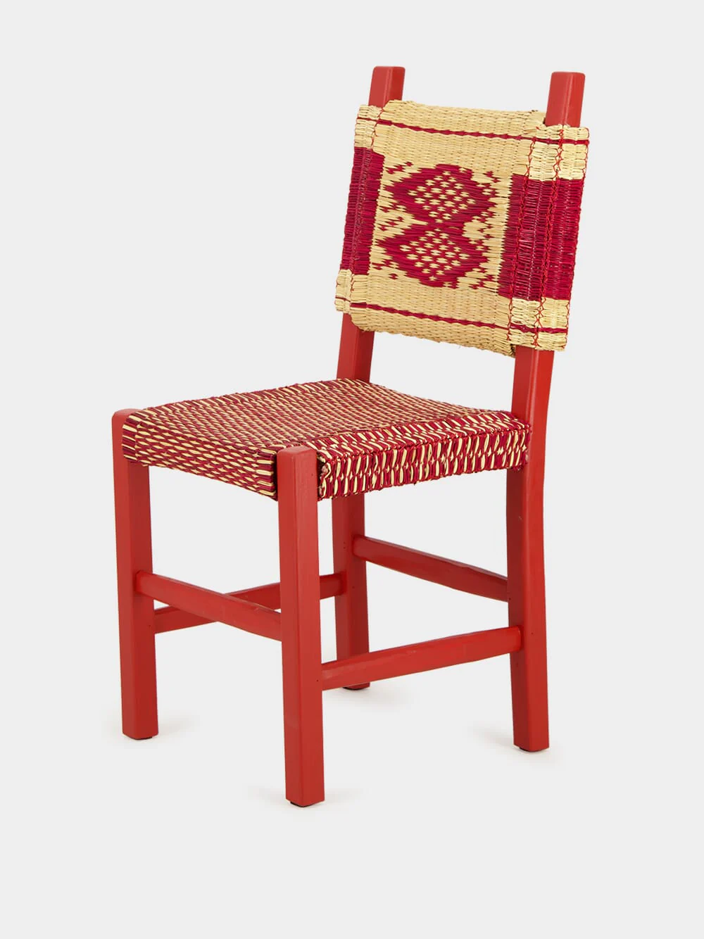 Handmade Coruche Bordeaux Wood and Reed Dining Chair - Image 2