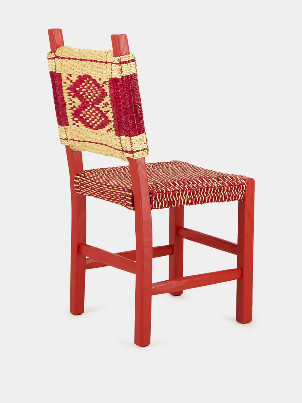 Handmade Coruche Bordeaux Wood and Reed Dining Chair - Image 3