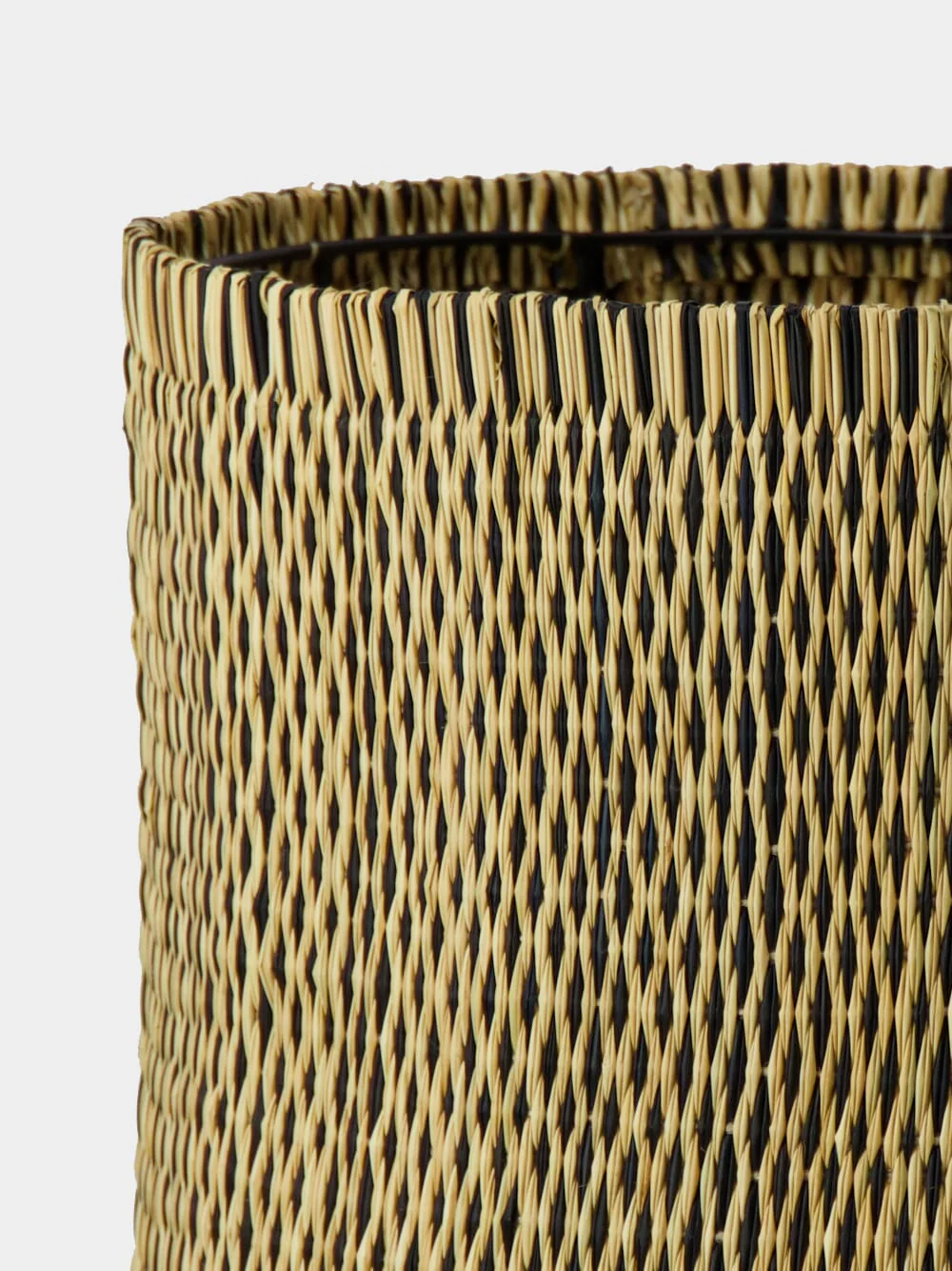 Handmade Coruche Natural and Black Reed Medium Lampshade - Image 2