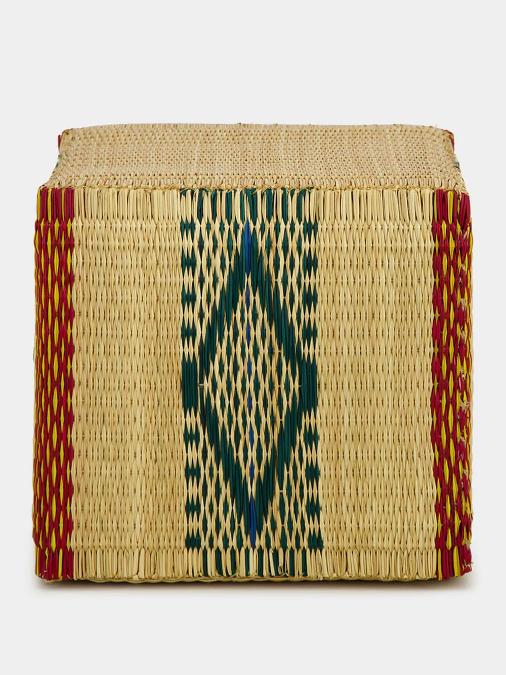 Handmade Coruche Natural and Multicolour Reed Ottoman