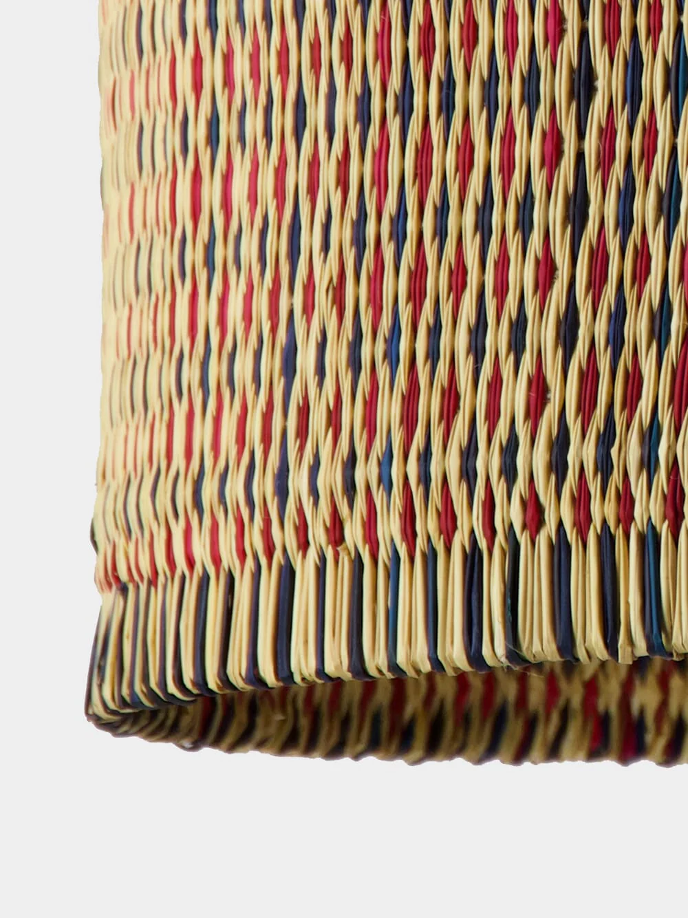 Handmade Coruche Natural, Red and Blue Reed Ceiling Lamp - Image 3
