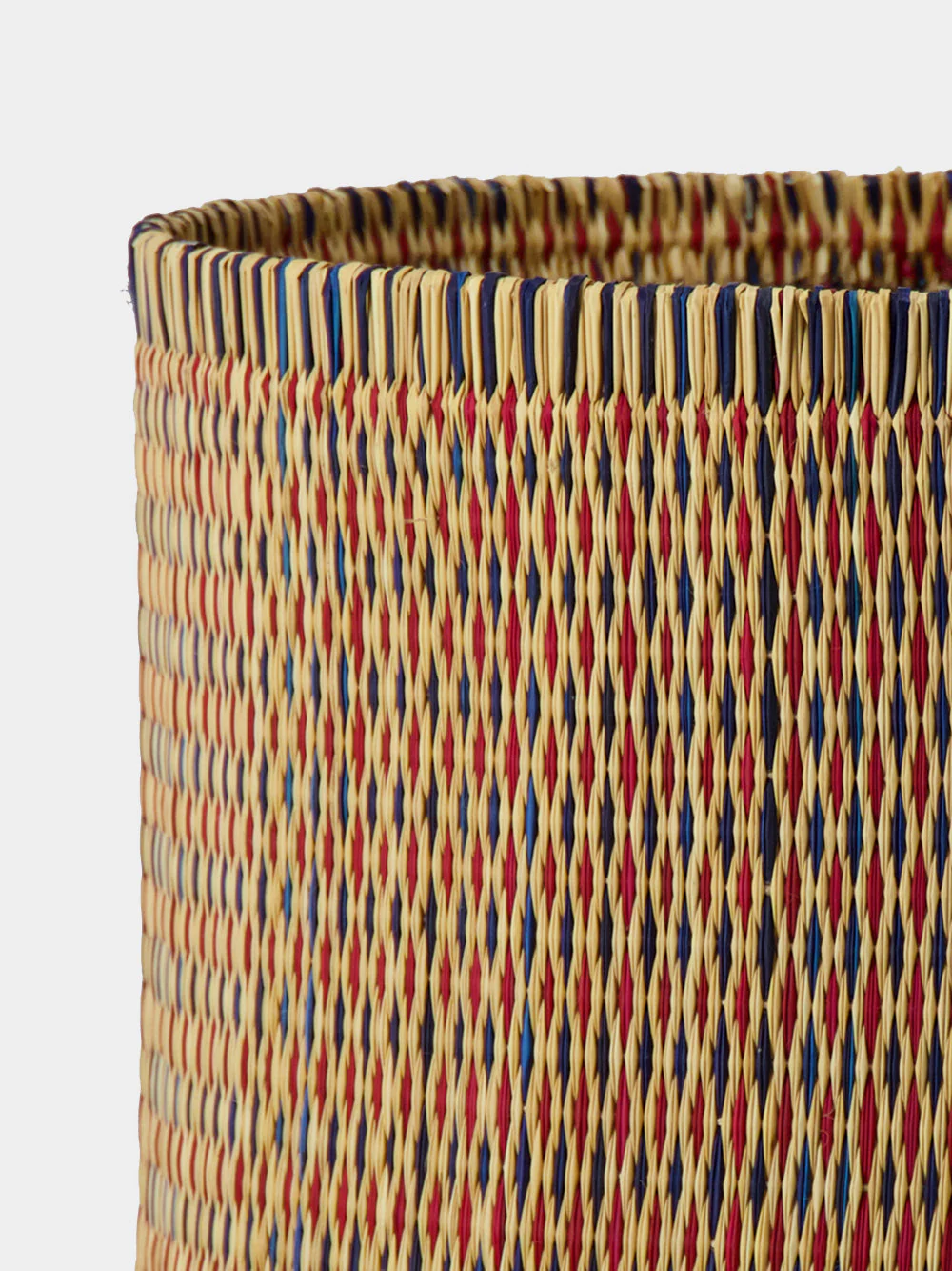 Handmade Coruche Natural, Red and Blue Reed Medium Lampshade - Image 2