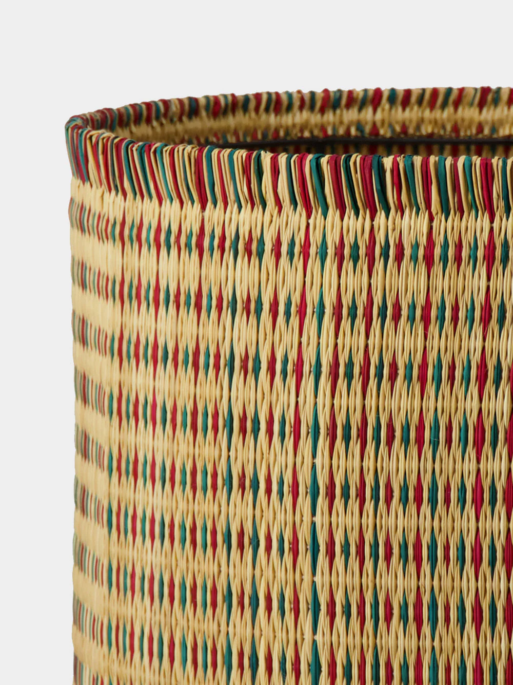 Handmade Coruche Natural, Red and Green Reed Small Lampshade - Image 2