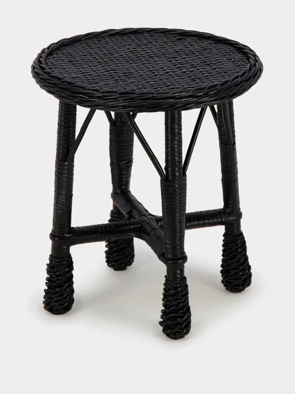 Handmade Furnas Black Wicker Stool - Image 2