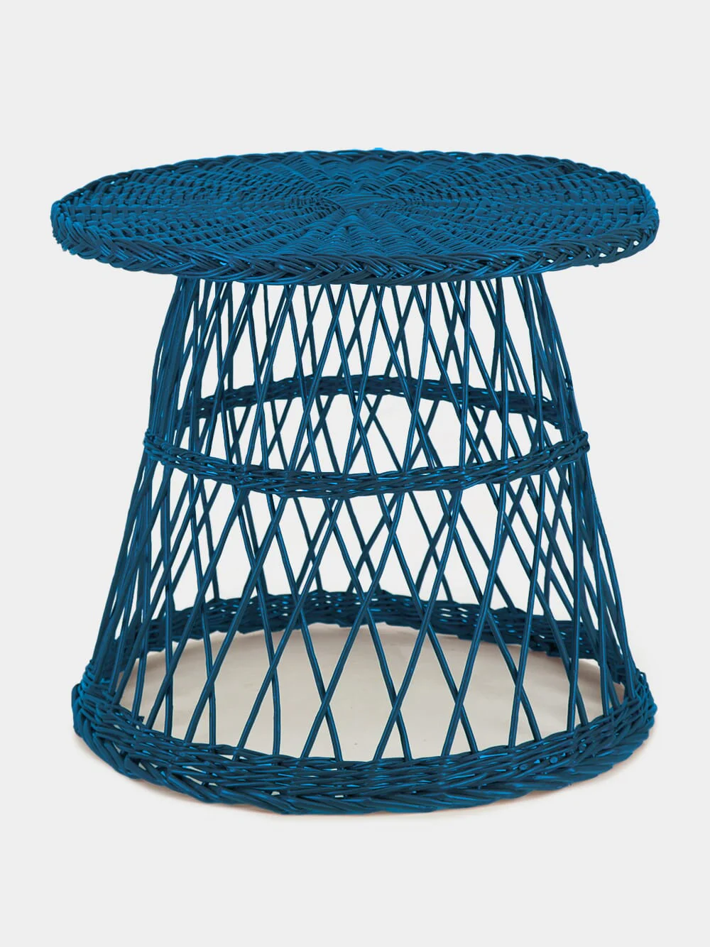 Handmade Furnas Blue Wicker Side Table
