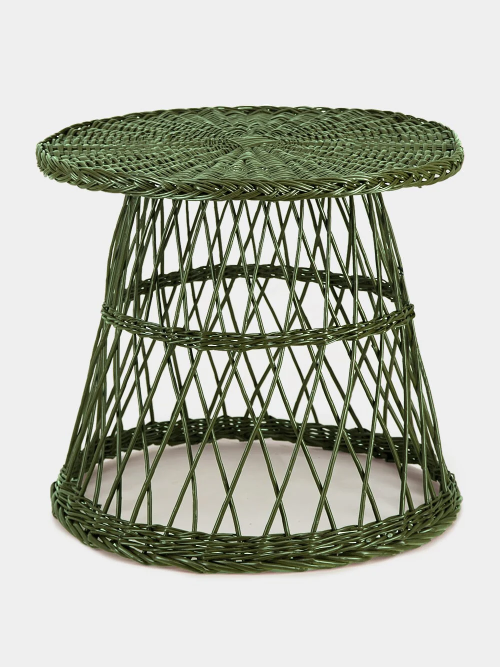 Handmade Furnas Green Wicker Side Table