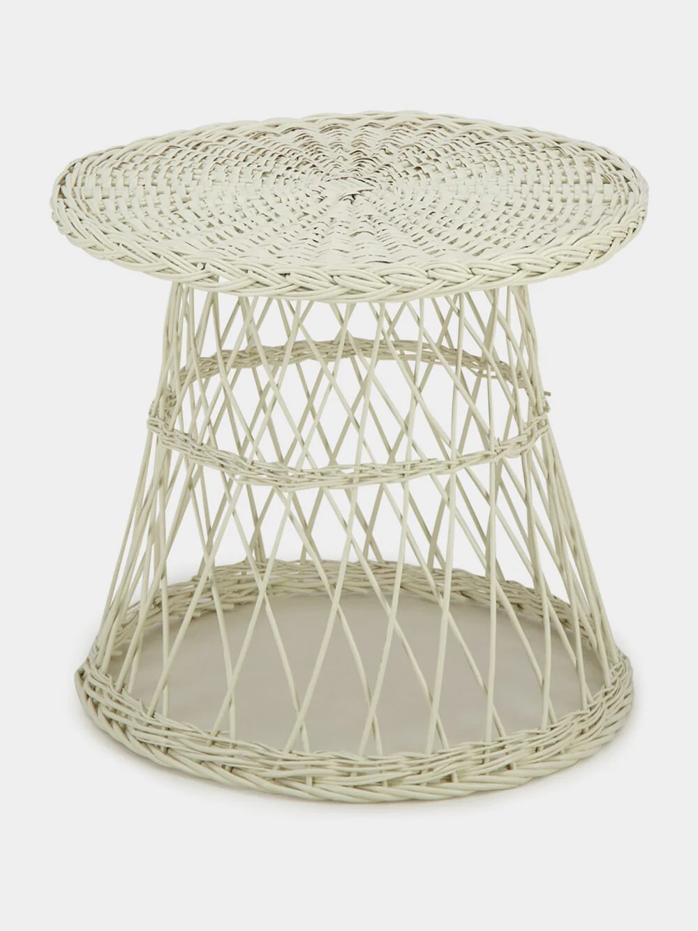 Handmade Furnas Ivory Wicker Side Table - Image 2