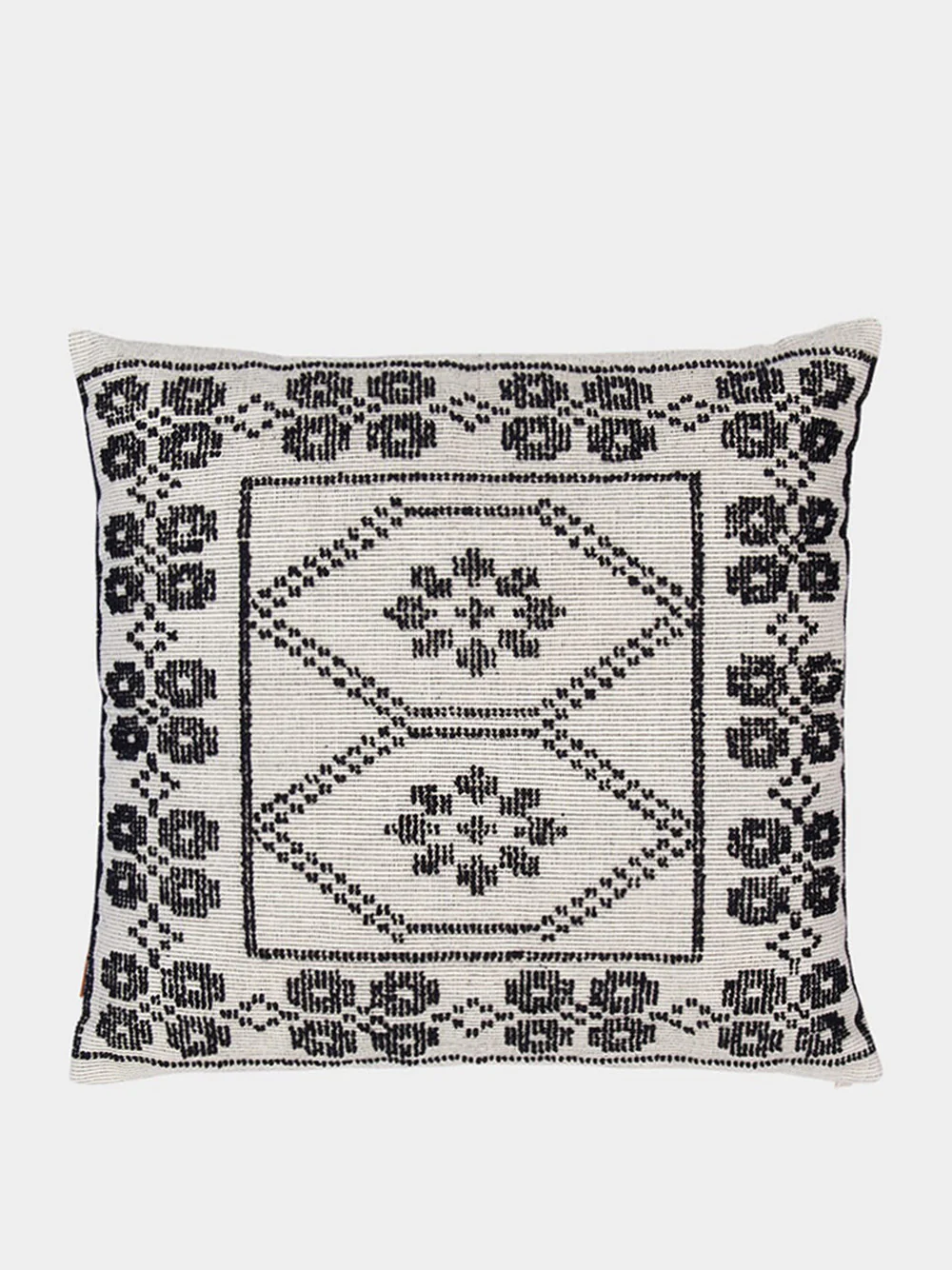 Handmade Inês Black Cotton and Linen Cushion