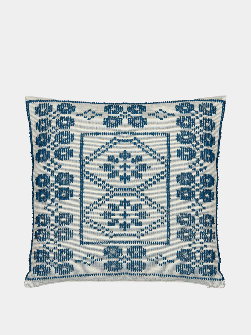 Handmade Inês Blue Cotton and Linen Cushion