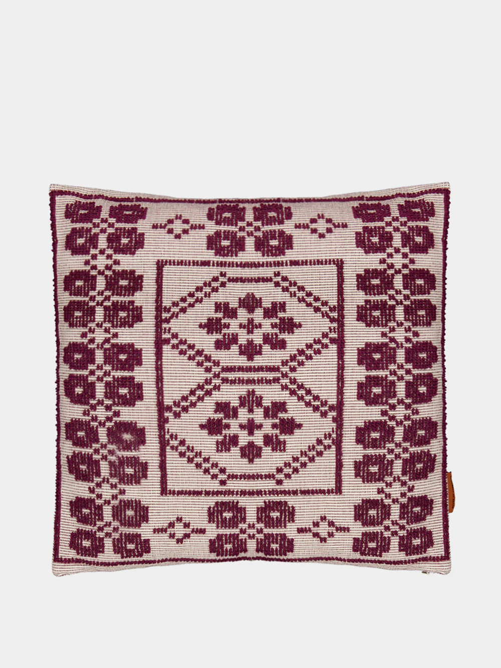 Handmade Inês Bordeaux Cotton and Linen Cushion