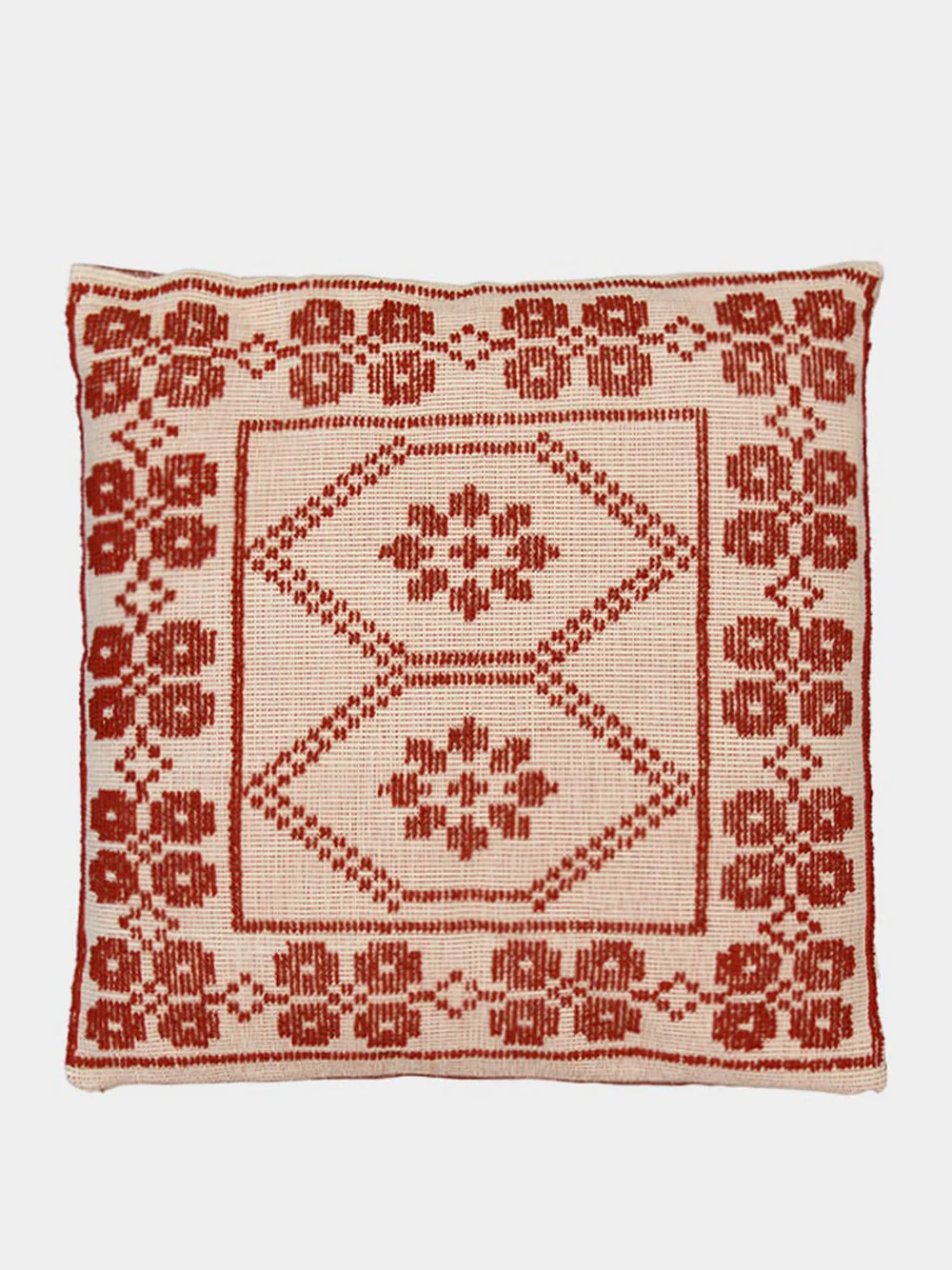 Handmade Inês Brick Cotton and Linen Cushion