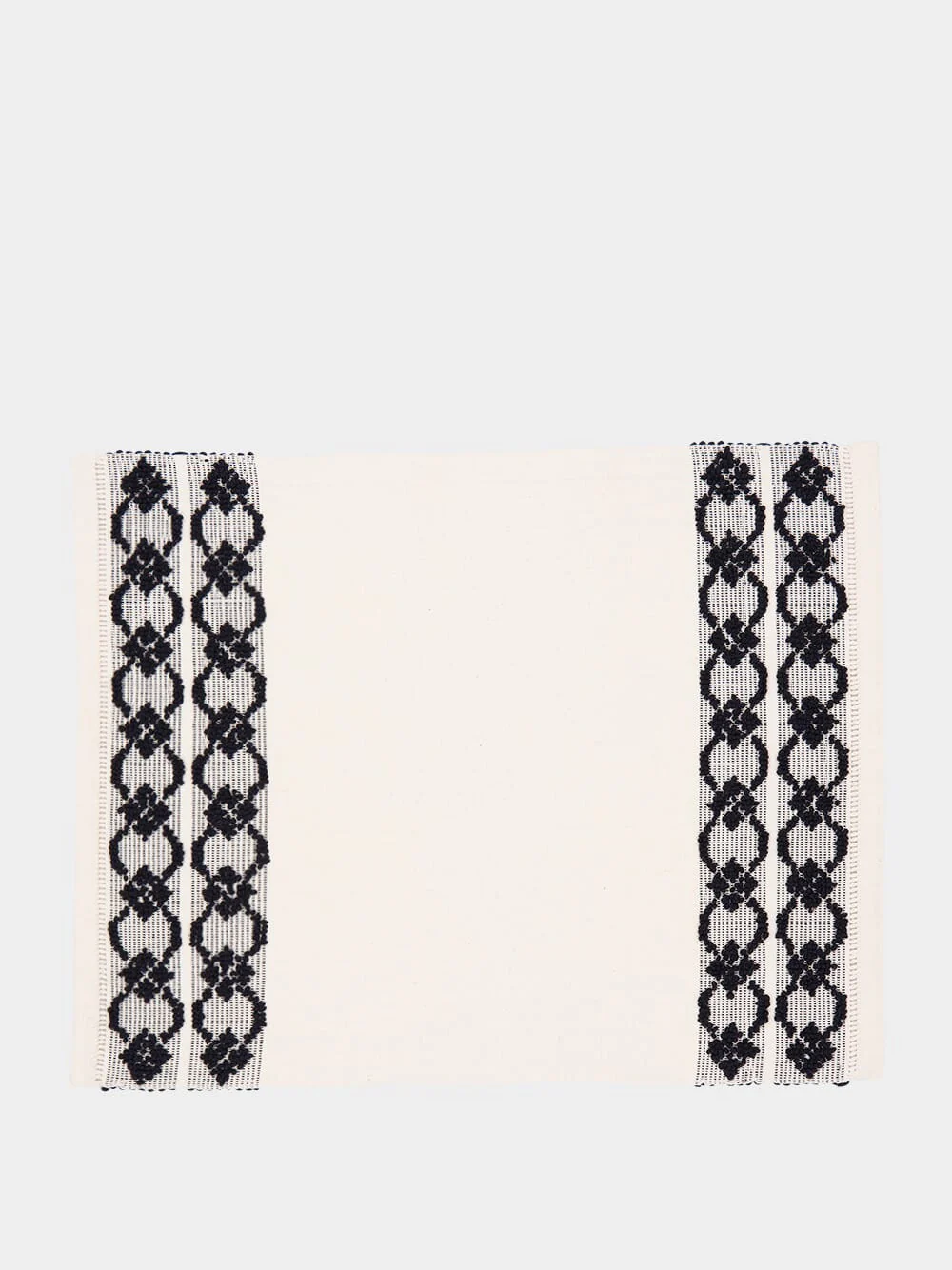 Handmade Isabel Ivory and Black Cotton Linen Placemat