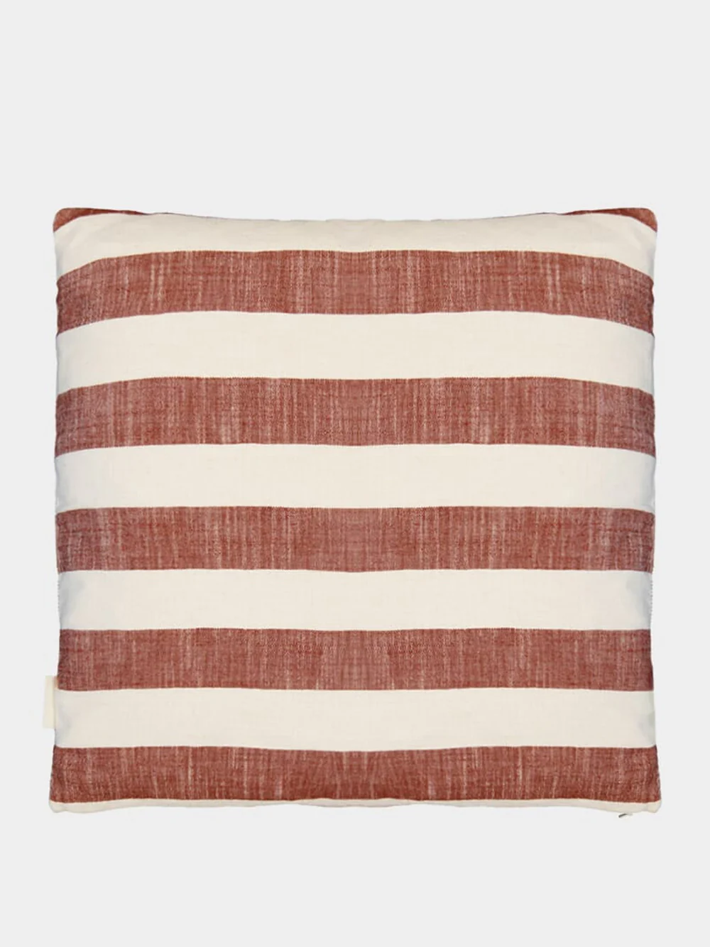Handmade Mafalda Natural and Red Stripes Cotton and Linen Cushion - Image 2