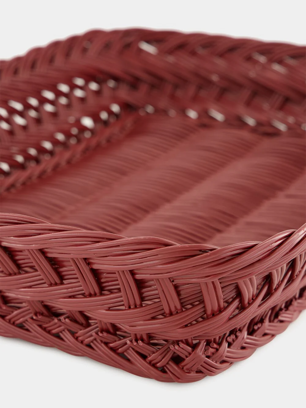 Handmade Vitória Bordeaux Wicker Medium Tray - Image 4
