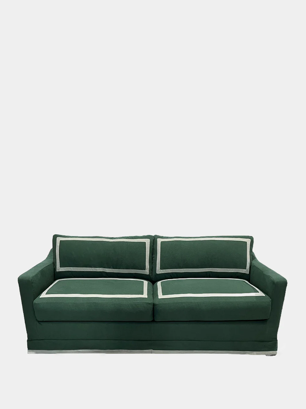 Luis Green Linen Three-Seater Sofa