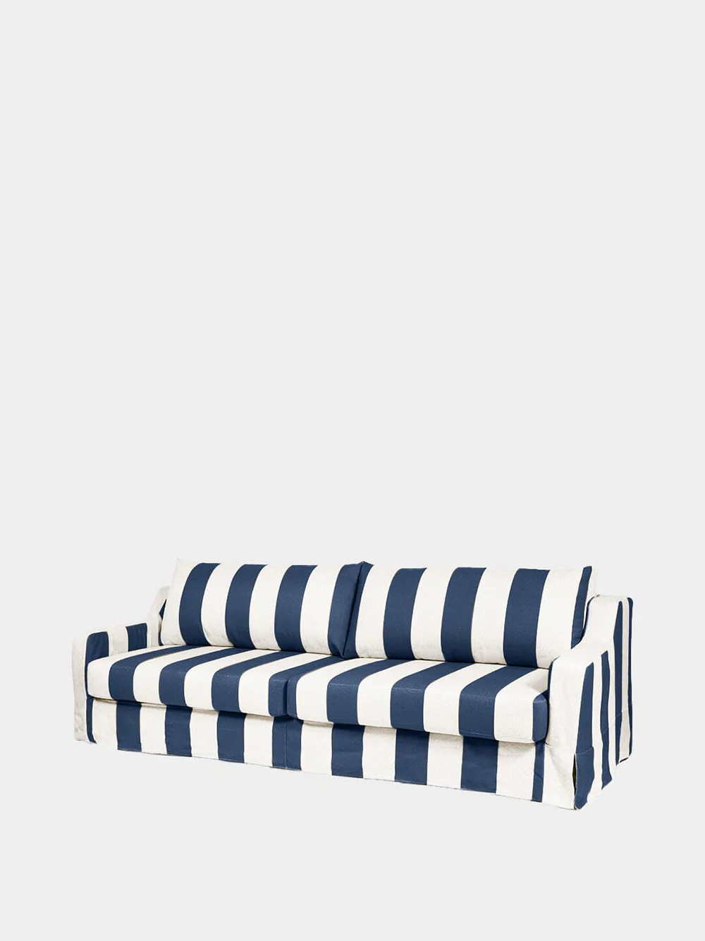 Manuel Blue Striped Linen Three-Seater Sofa - Image 2