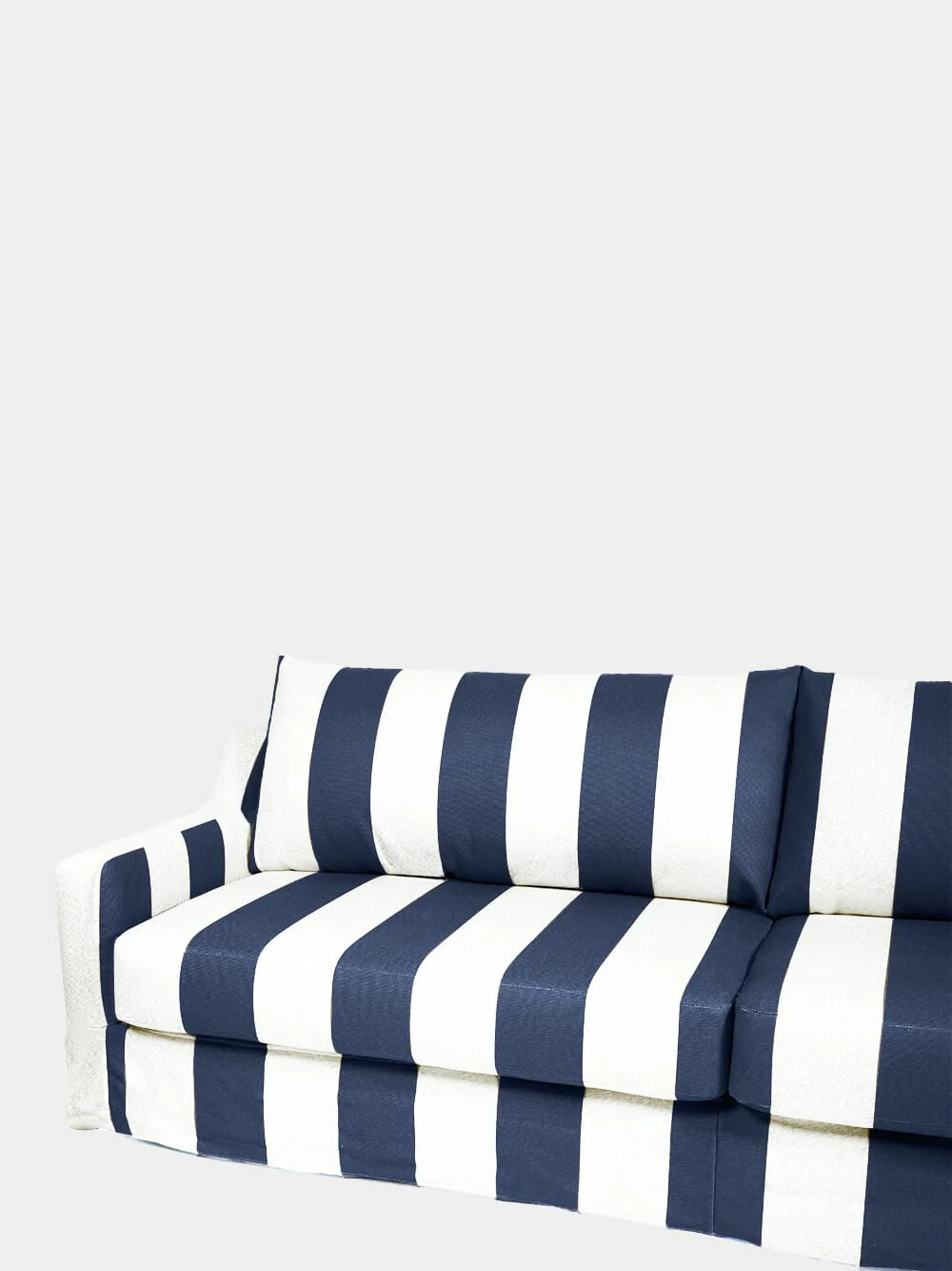 Manuel Blue Striped Linen Three-Seater Sofa - Image 3