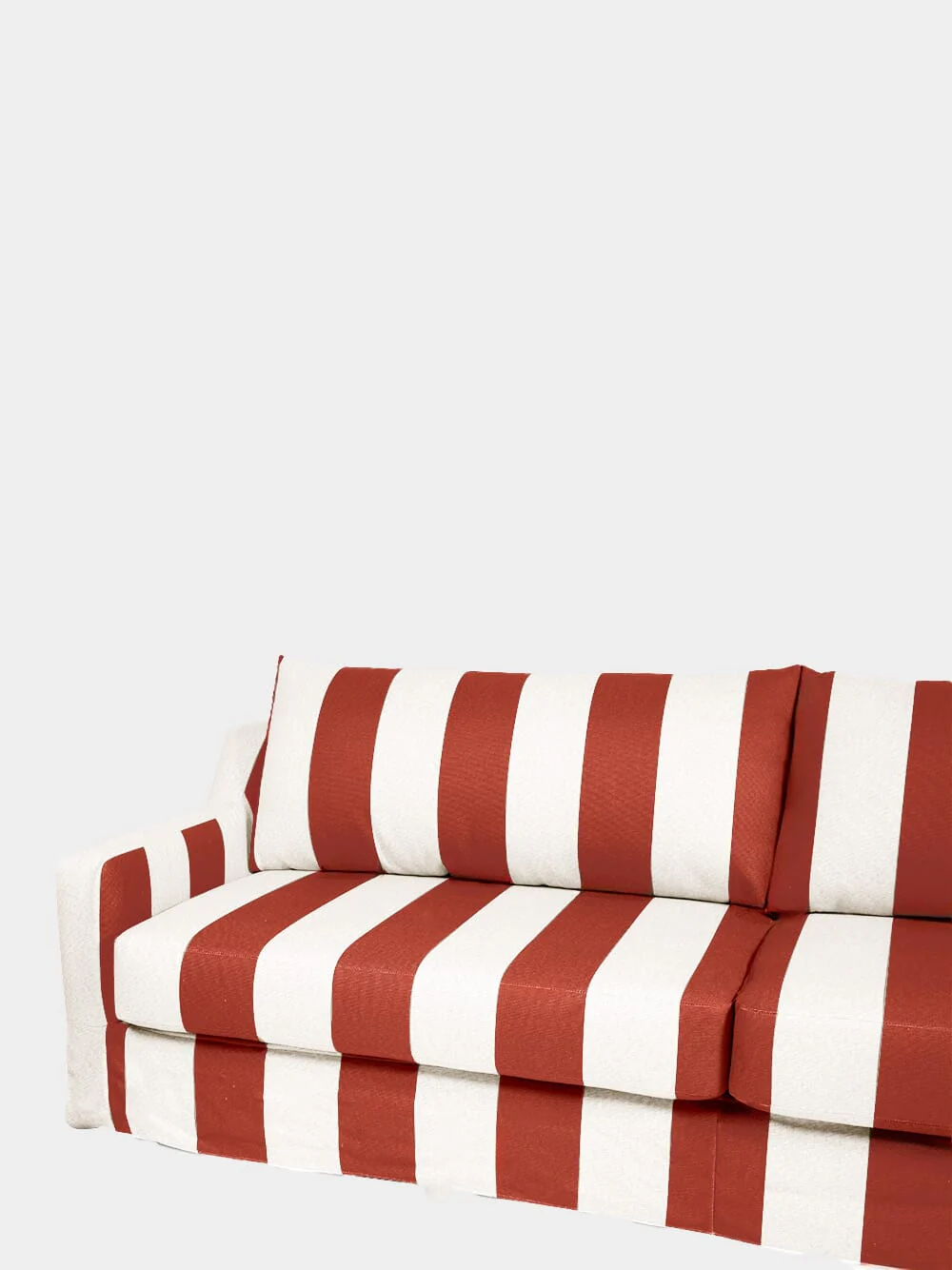 Manuel Bordeaux Striped Linen Three-Seater Sofa - Image 3