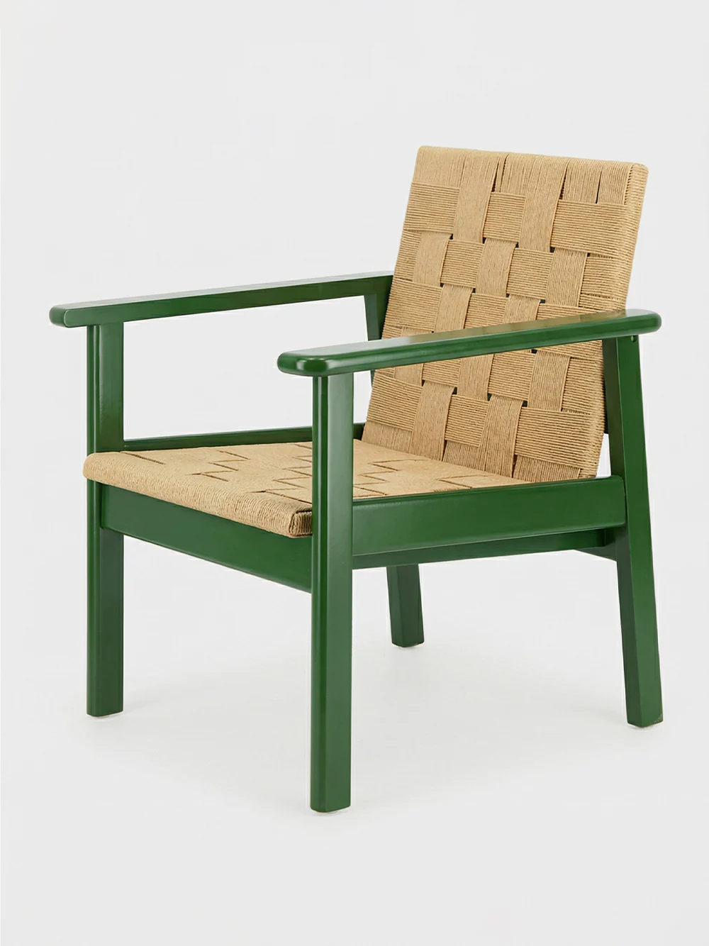 Medeiros Green Wood and Natural Cord Armchair - Image 2