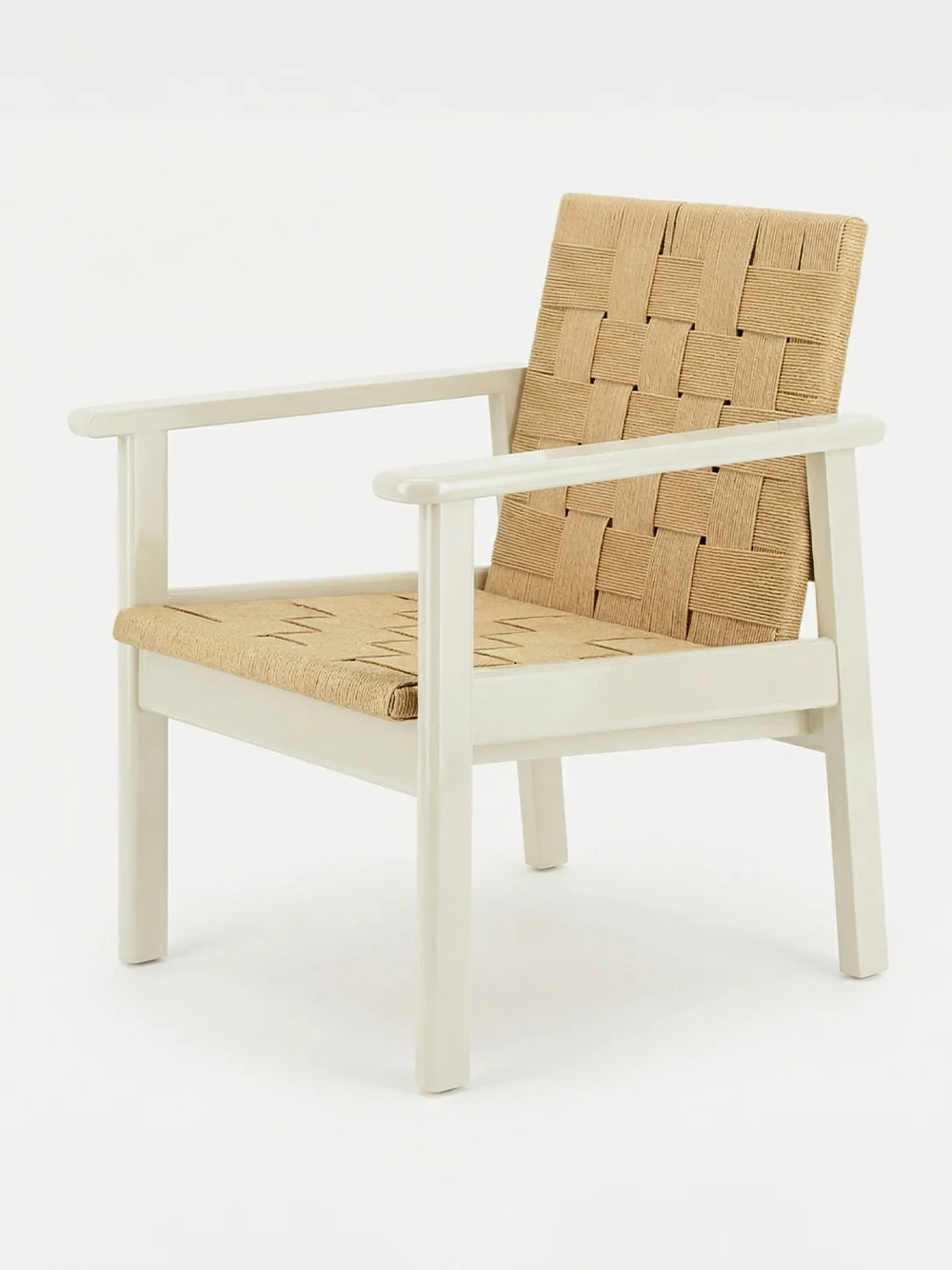 Medeiros Ivory Wood and Natural Cord Armchair - Image 2