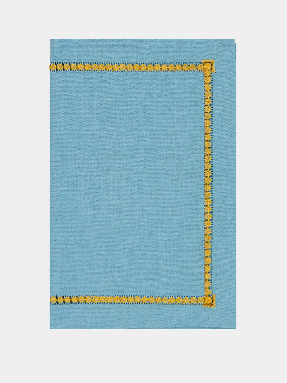 Hand-Embroidered Maria Turquoise and Yellow Embroidery Placemat - Image 3