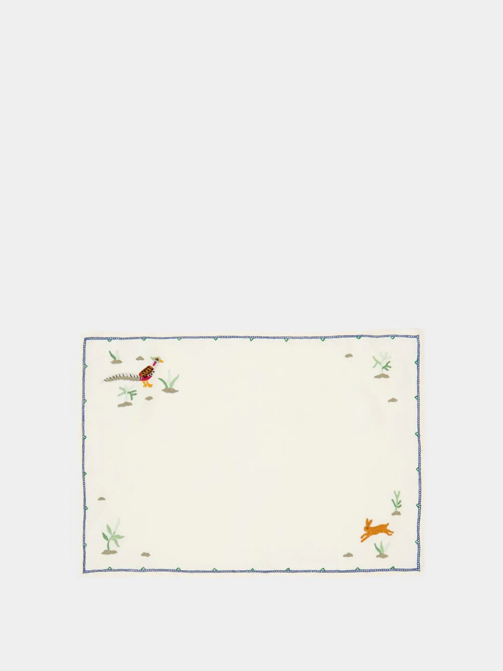 Hand-Embroidered Santa Cruz Ecru Linen with Multicoloured Embroidery Placemat