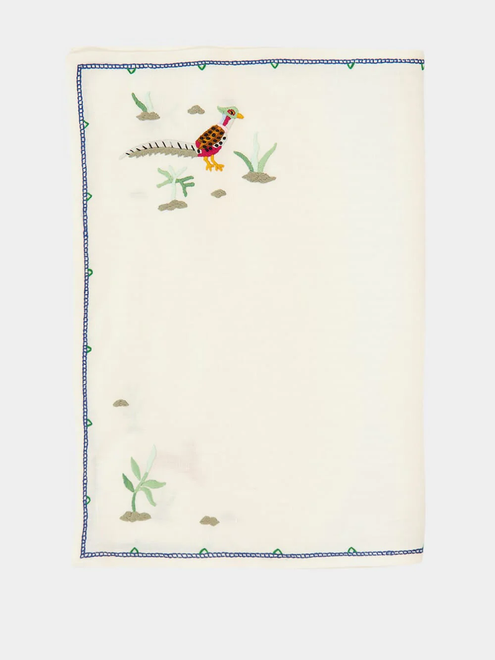 Hand-Embroidered Santa Cruz Ecru Linen with Multicoloured Embroidery Placemat - Image 2