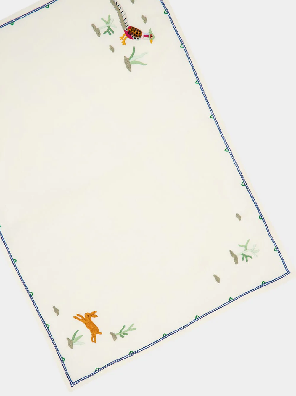 Hand-Embroidered Santa Cruz Ecru Linen with Multicoloured Embroidery Placemat - Image 4