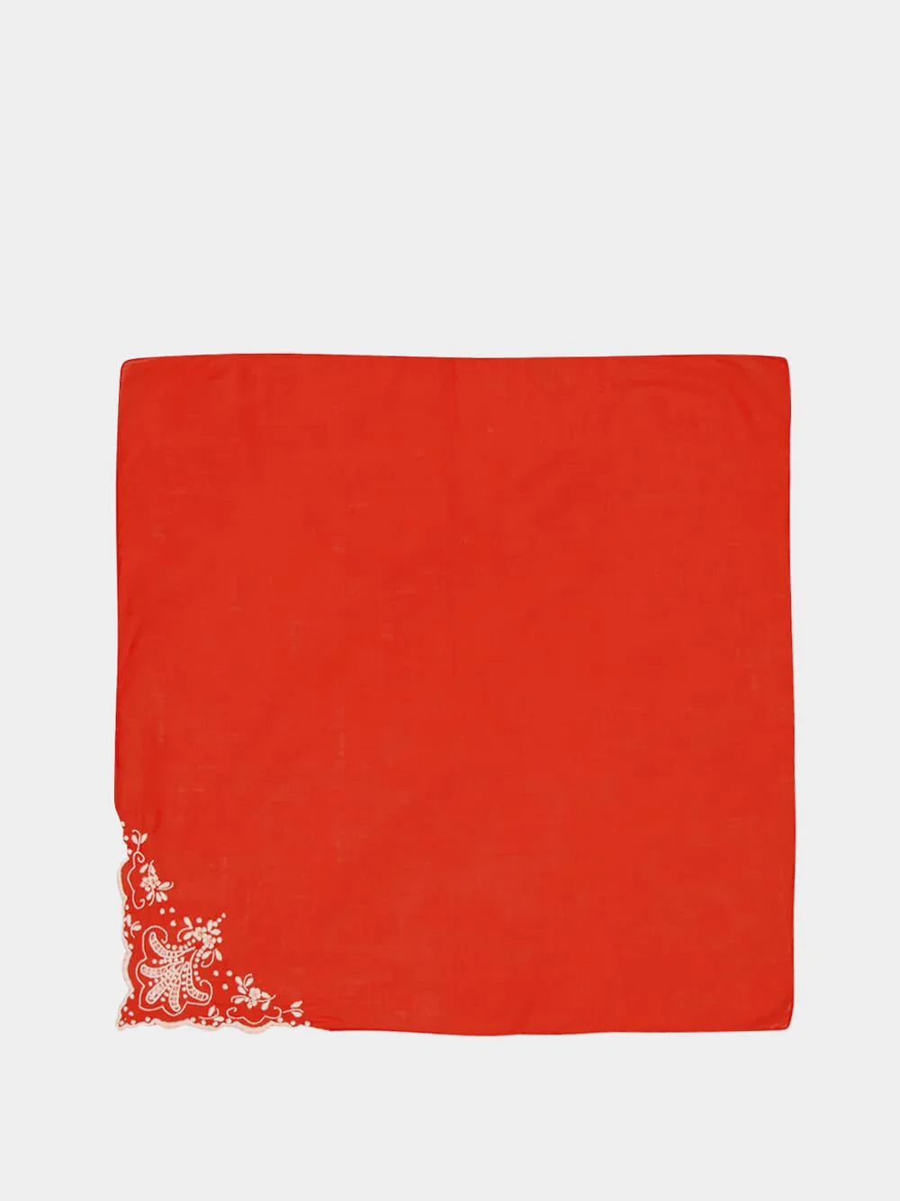 Hand-Embroidered Santana Red Cotton Napkin - Image 2