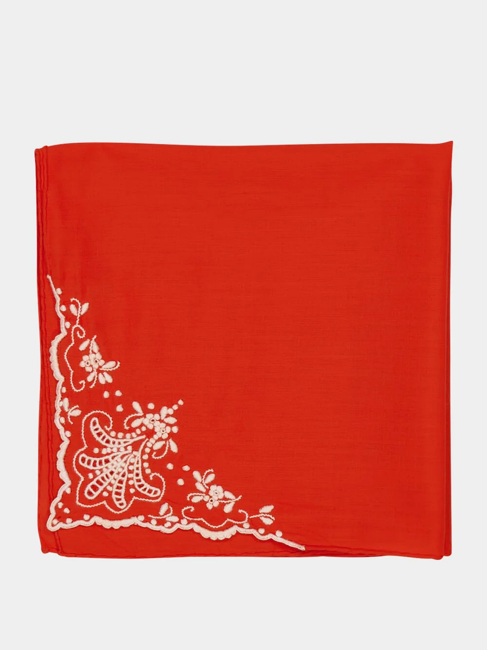 Hand-Embroidered Santana Red Cotton Napkin - Image 3