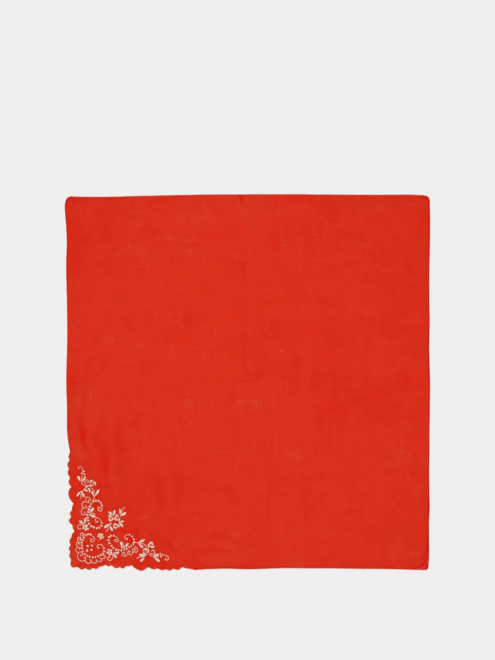 Hand-Embroidered Santana Red Cotton Napkin
