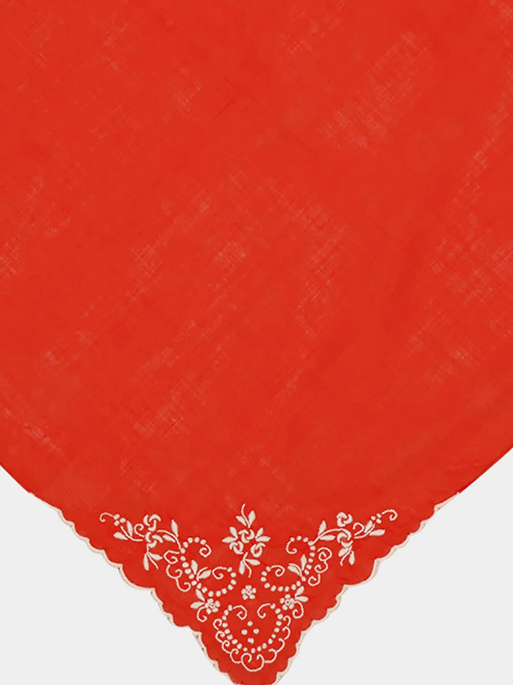 Hand-Embroidered Santana Red Cotton Napkin - Image 3