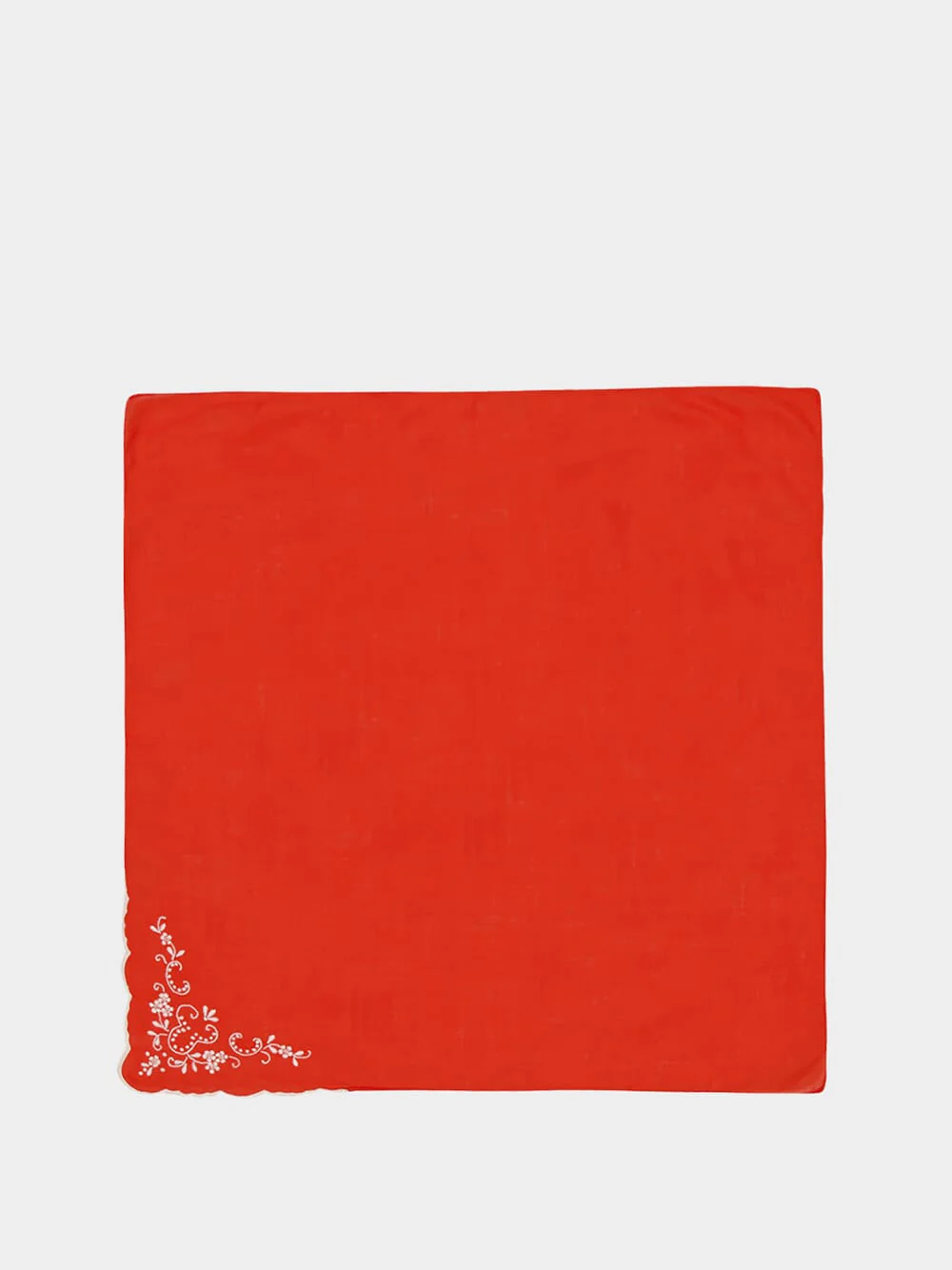 Hand-Embroidered Santana Red Cotton Napkin