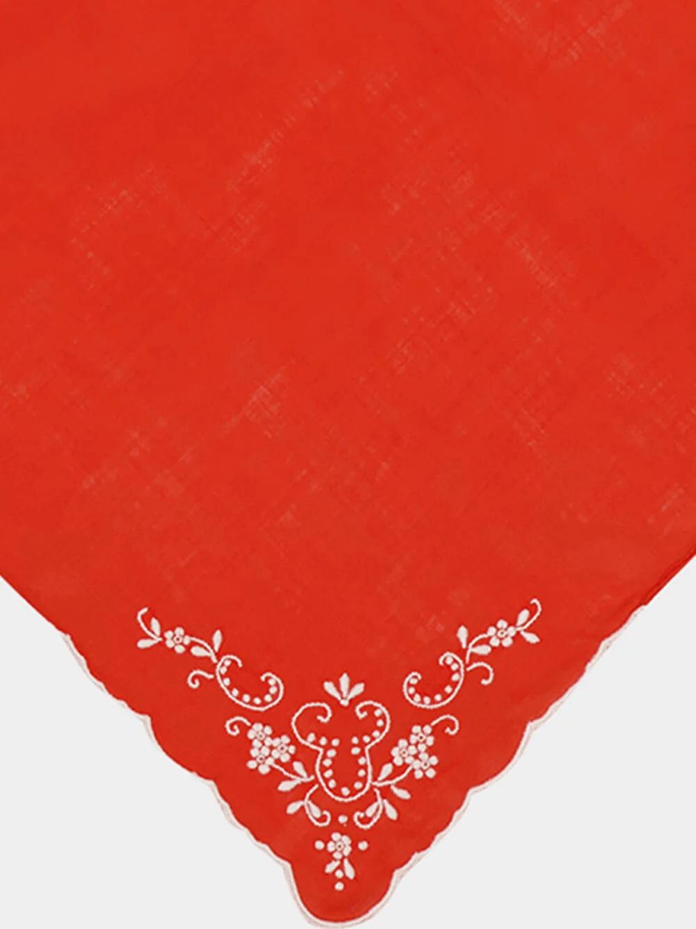 Hand-Embroidered Santana Red Cotton Napkin - Image 3