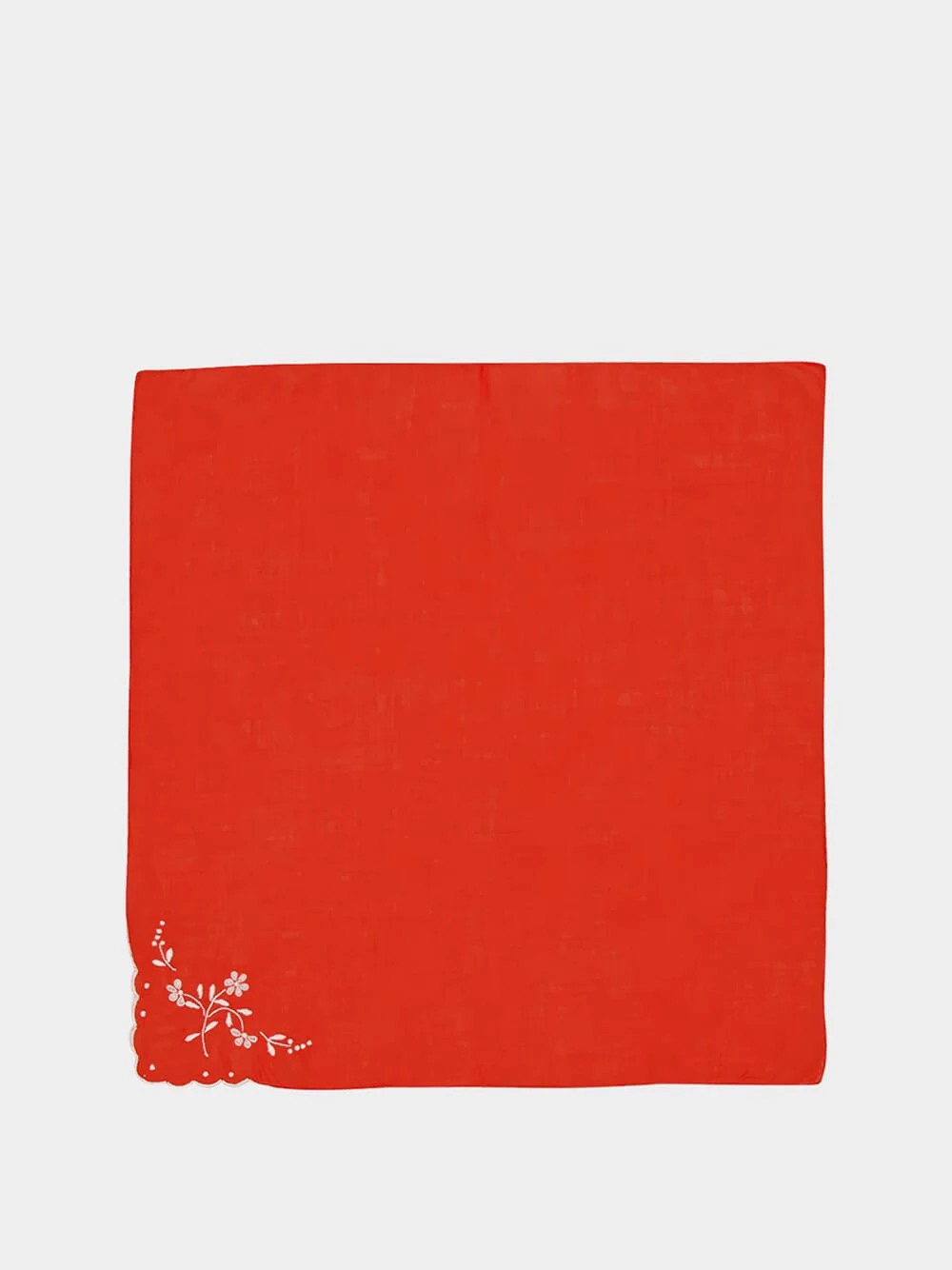 Hand-Embroidered Santana Red Cotton Napkin
