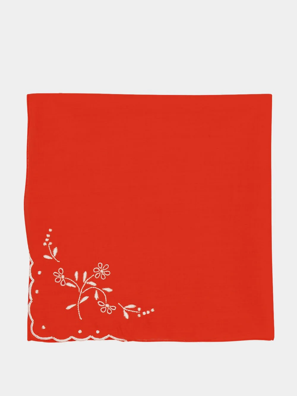 Hand-Embroidered Santana Red Cotton Napkin - Image 2