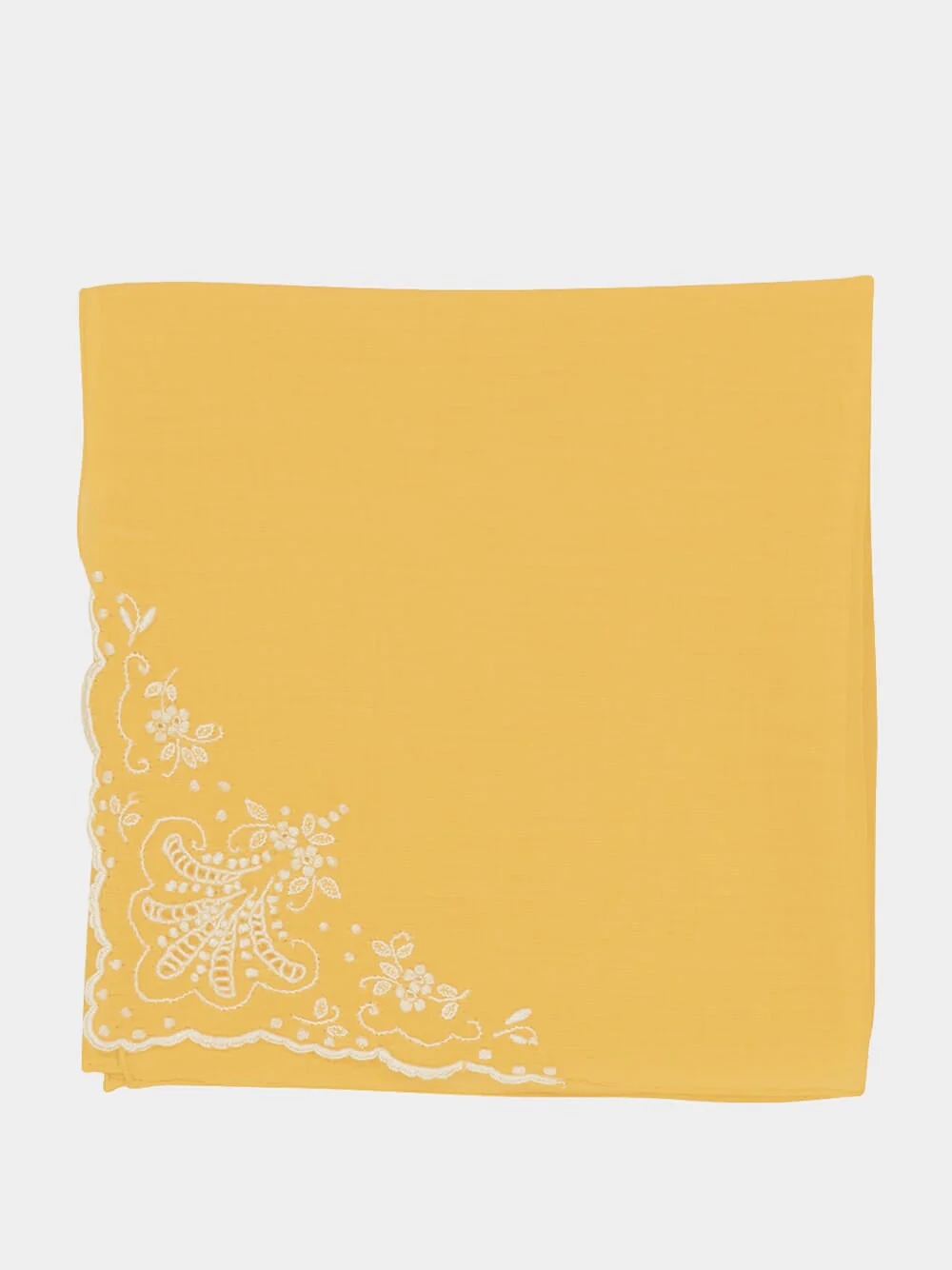 Hand-Embroidered Santana Yellow Cotton Napkin - Image 3