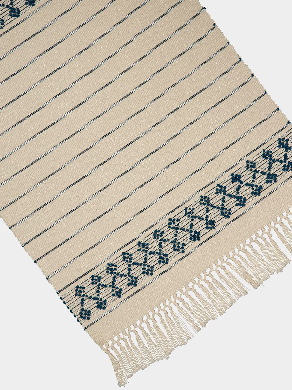Handmade Amélia Natural and Petrol Blue Cotton Placemat - Image 4