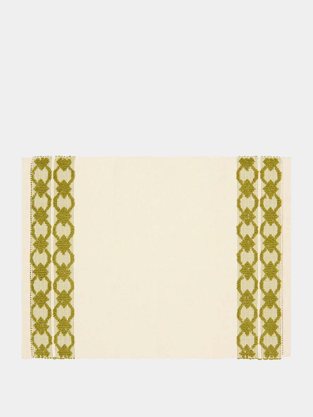 Handmade Isabel Natural and Green Cotton and Linen Placemat - Image 2
