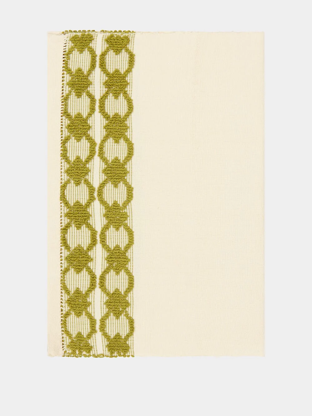 Handmade Isabel Natural and Green Cotton and Linen Placemat - Image 3