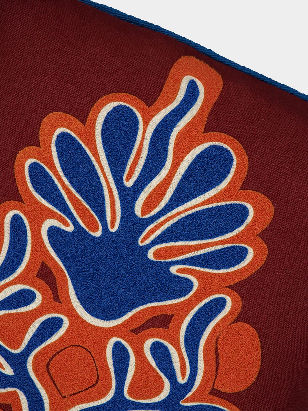 Teles Bordeaux Linen and Chenille Embroidered Cushion - Image 3