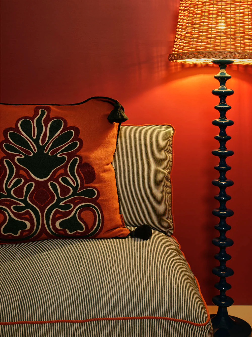 Teles Brick Linen and Chenille Embroidered Cushion - Image 2