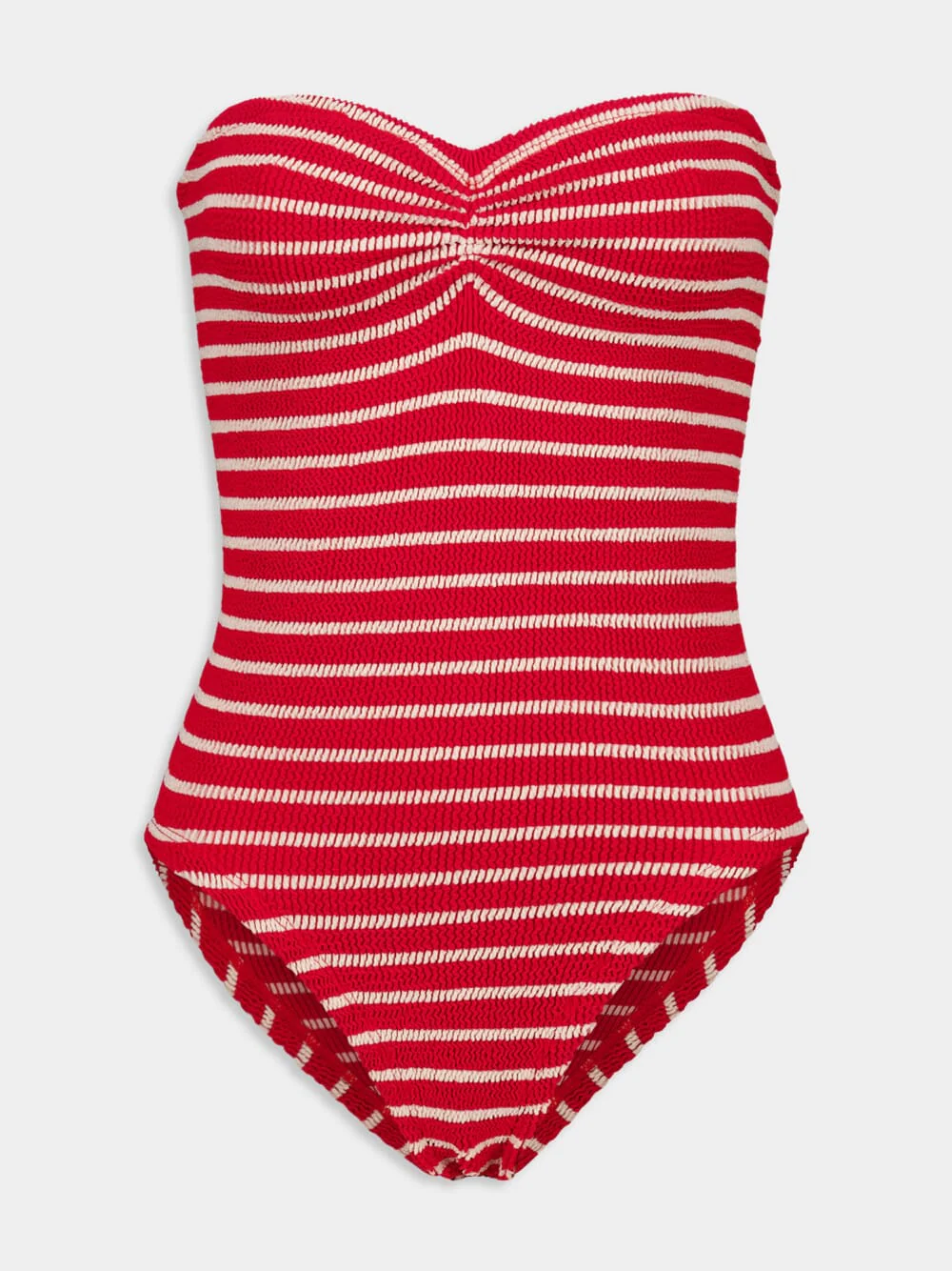 Brooke Strapless Swimsuit in Red and White Stripe