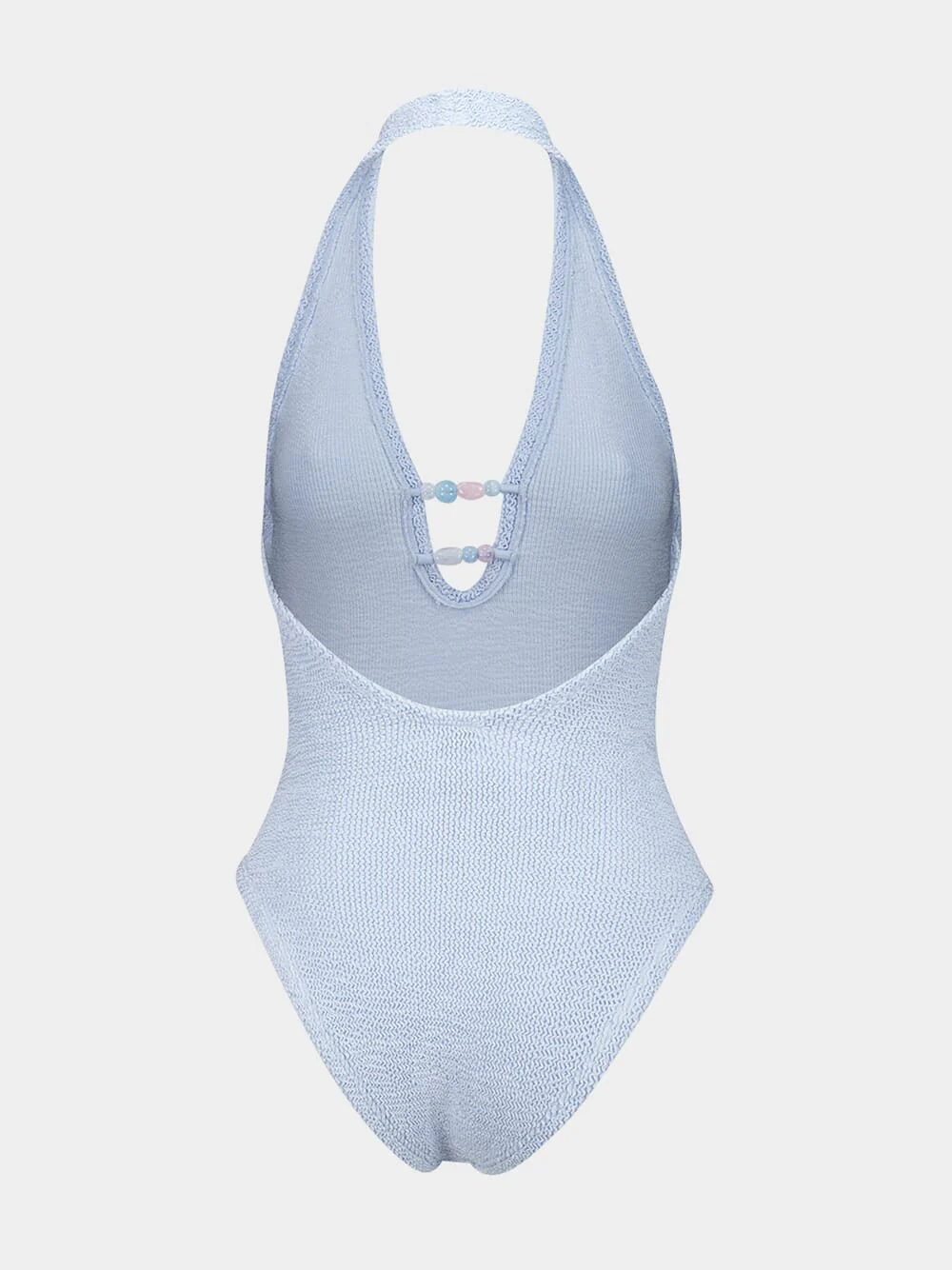 Metallic Ice Blue Adriana Beaded Swimsuit - Image 4