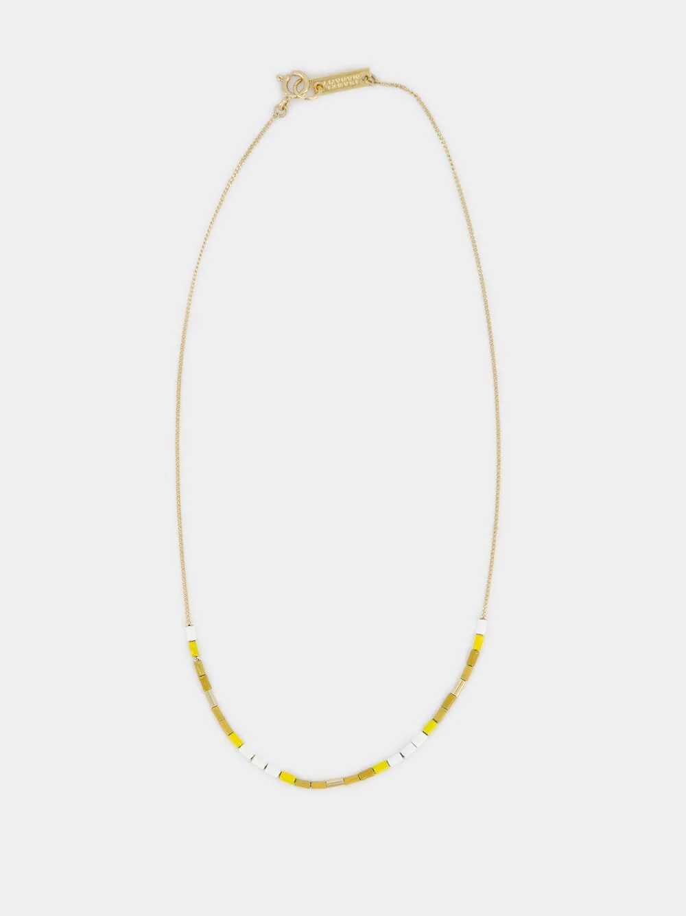 Chain-Link Beaded Yellow Necklace