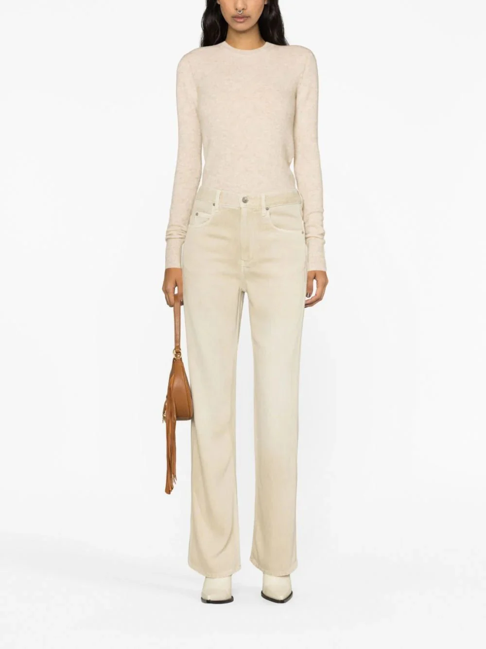 High-Waisted Straight-Leg Cotton Jeans - Image 2
